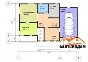 Каркасный дом - план 1 этажа