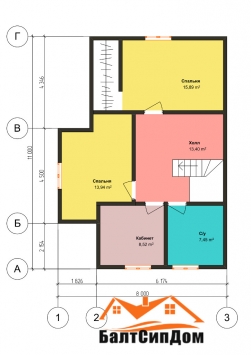 Дом из Сип панелей - план 2 этажа