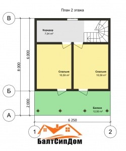Дом из SIP панелей - план 2 этажа
