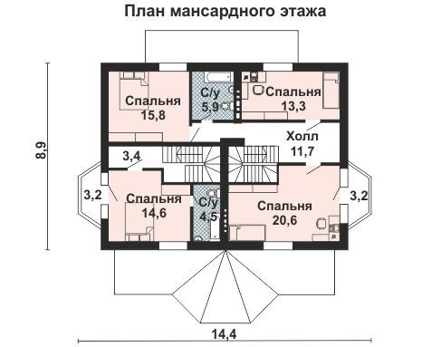 Дом на двух хозяев план мансардного этажа