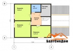 Каркасный дом - план 2 этажа