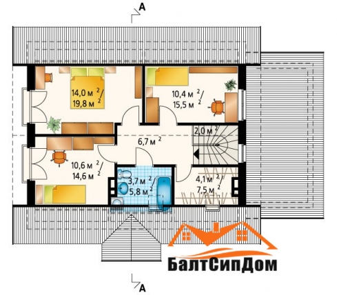 Дом из Сип панелей - план 2 этажа